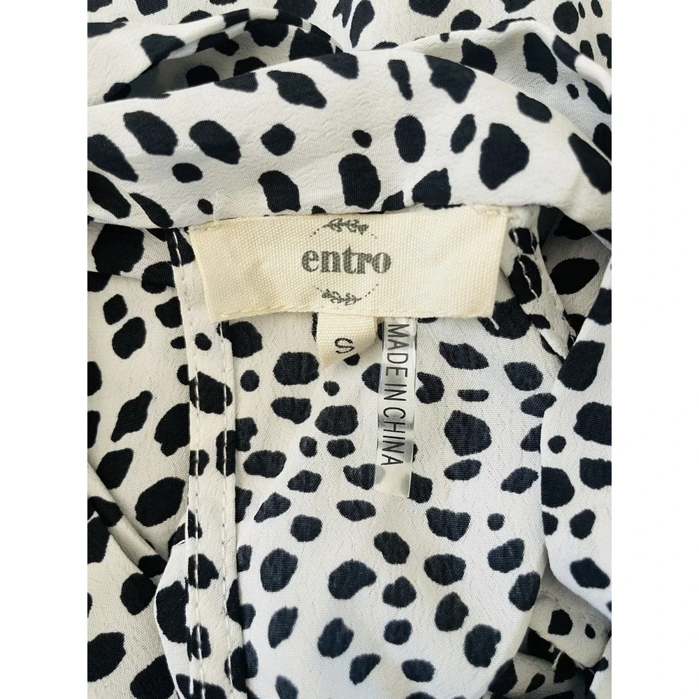 Entro‎ Black White Halter Tie Neck Sleeveless Dress Shirt. Size Small.